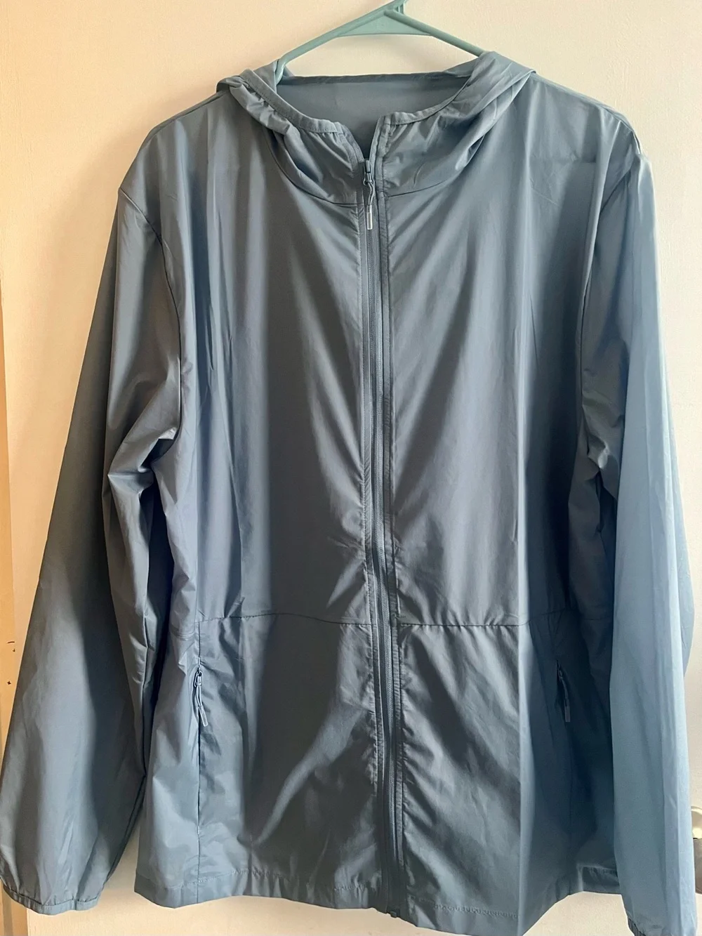 Men's Lightweight Hooded Raincoat - Grey Blue